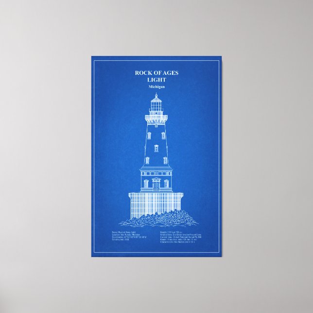 Impressão Em Tela Farol Rock of Ages - Michigan - AD (Frente)