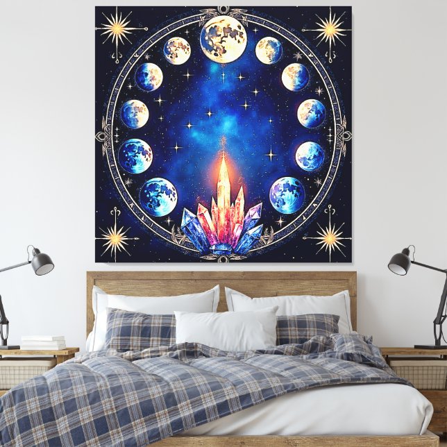 Impressão Em Tela Fases da Lua Cristal Cosmos (Insitu(Quarto))