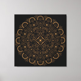 Impressão Em Tela Faux Dourado Pearl Bead Mandala
