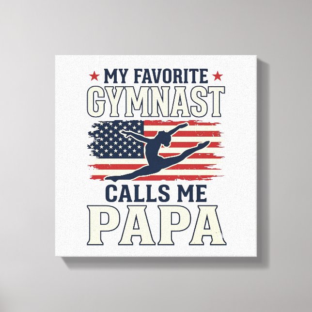 Impressão Em Tela Favorite Gymnast Calls Me Papa Patriotic Vintage S (Frente)