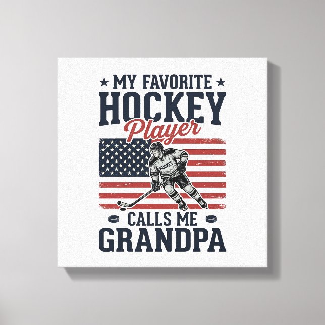 Impressão Em Tela Favorite Hockey Player Calls Me Grandpa Vintage Sh (Frente)
