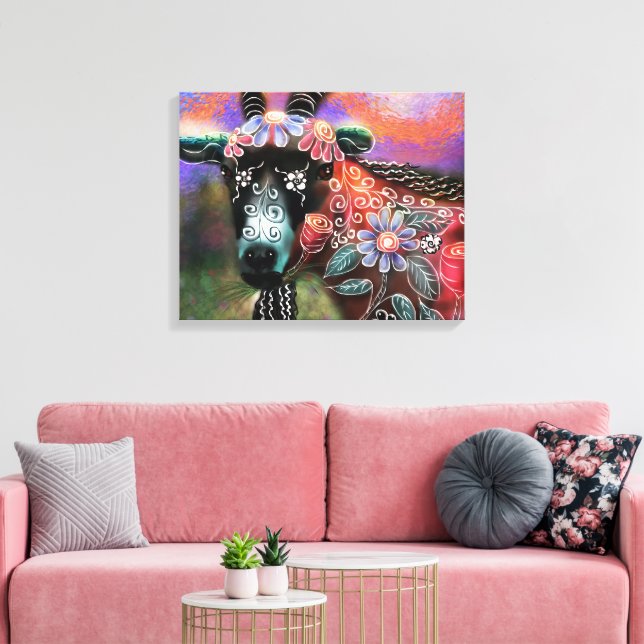 Impressão Em Tela Fazenda De Capim Floral Para Animais (Insitu(Sala de estar))