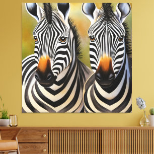 Impressão Em Tela Feche o ar de Zebra e a vida selvagem em greve