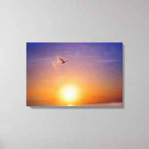 Impressão Em Tela Felicidade do Pôr do Sol 3 Painéis
