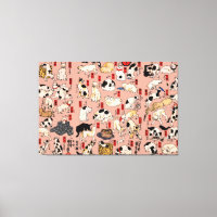 felinos japoneses gatinho Ukiyo-e engraçado