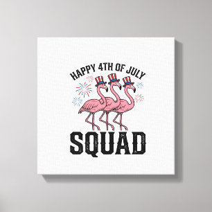 Impressão Em Tela Feliz 4 de Julho Flamingo Squad Vector Design_1