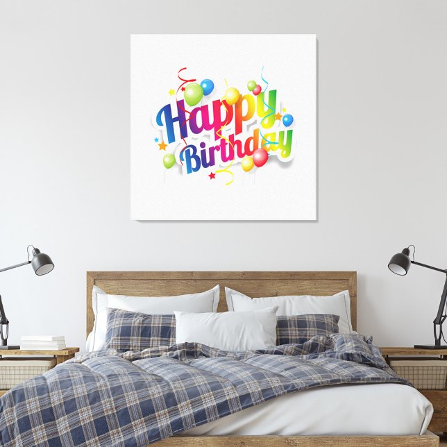 Impressão Em Tela Feliz Aniversário (Guest room, kid's room or party backdrop!  )