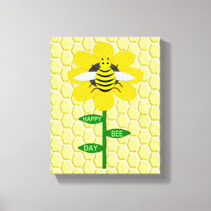 Impressão Em Tela Feliz Aniversário do Dia da Abelha