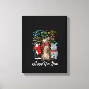 Impressão Em Tela Feliz ano novo feminino Gato Feliz Meow Ano 2023 K