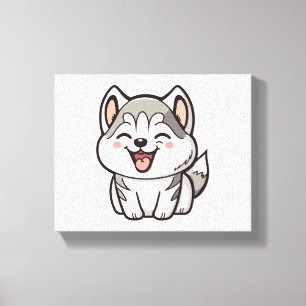 Impressão Em Tela Feliz cão siberiano