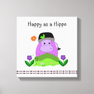 Impressão Em Tela Feliz como um Hipopótamo