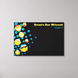 Impressão Em Tela FELIZ Conselho de Entrada EMOJI Bat ou Bar Mitzvah