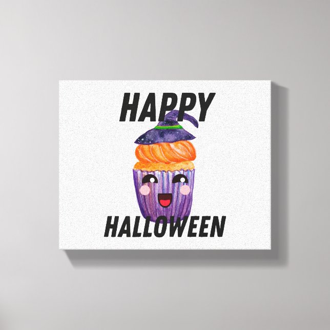 Impressão Em Tela Feliz Cupcake de Figuras de Halloween (Frente)