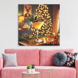 Impressão Em Tela Feliz de Natal e Coquetel Brilhante meio século
