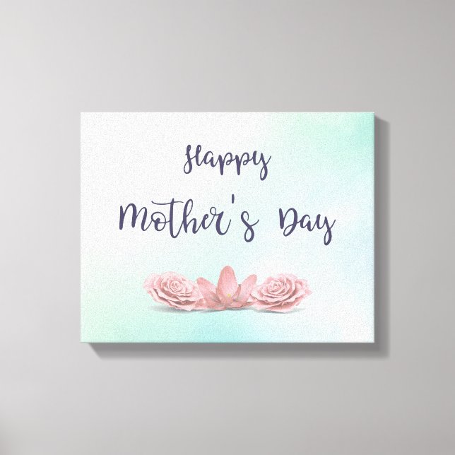 Impressão Em Tela Feliz Dia de as mães para a mamãe com Flor (Frente)