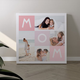 Impressão Em Tela Feliz dia de as mães Rosa Mãe Moderna Grade de Fot