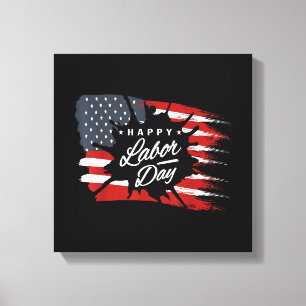 Impressão Em Tela Feliz Dia do Trabalho, Presente Bandeira Americana