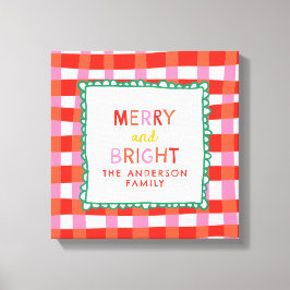 Impressão Em Tela Feliz e Brilho Personalizado Gingham Vermelho e Ro