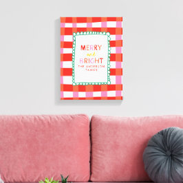 Impressão Em Tela Feliz e Brilho Personalizado Gingham Vermelho e Ro