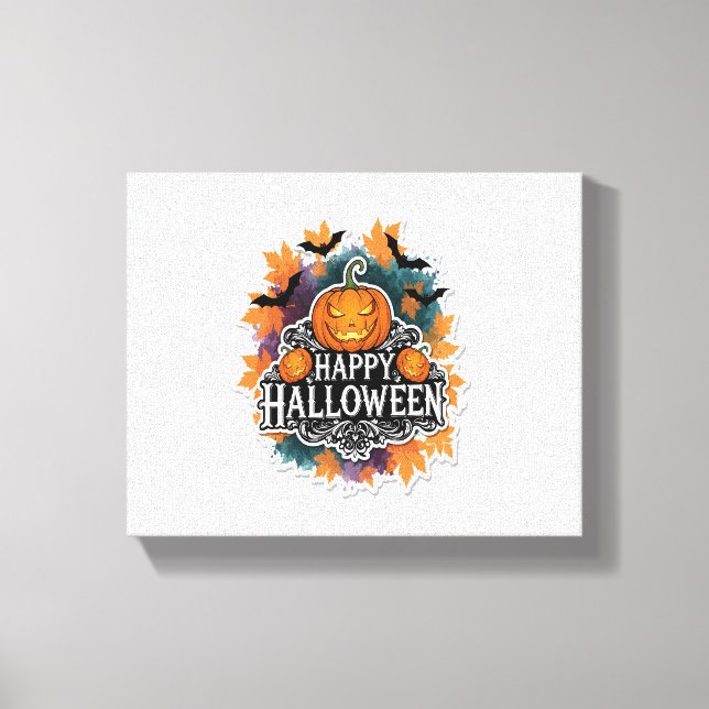 Impressão Em Tela Feliz e Feliz Halloween (Frente)