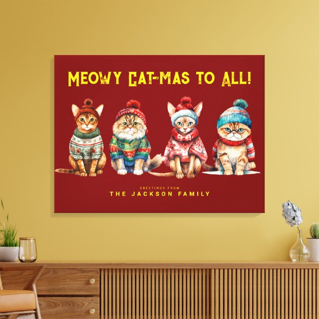 Impressão Em Tela Feliz Engraçada de Gato Vermelho Saudações ao Deca (Insitu(Sala de estar))