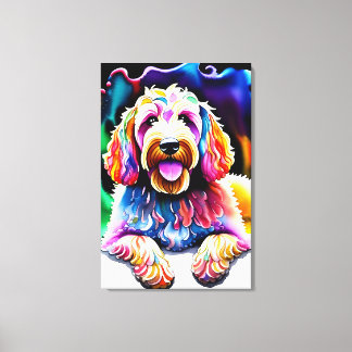 Impressão Em Tela Feliz Goldendoodle Colorful Joyful Doodle