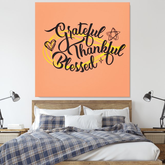 Impressão Em Tela Feliz Grateful Abençoe presentes de Ação de Graças (Insitu(Quarto))