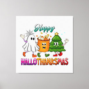 Impressão Em Tela Feliz Hallothanksmas