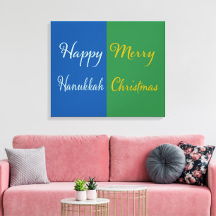 Impressão Em Tela Feliz Hanukkah Feliz Natal Festa Dupla