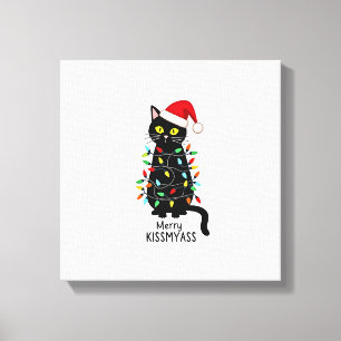 Impressão Em Tela Feliz Kissmyass Gato Divertido Luzes de Natal Prem