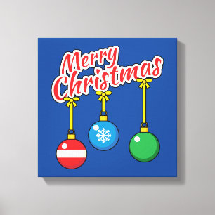 Impressão Em Tela Feliz Natal com as Bolas