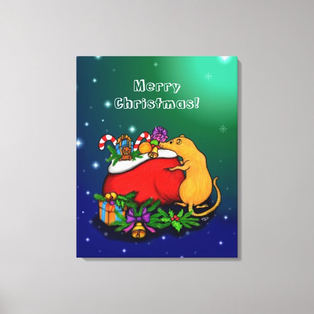 Impressão Em Tela Feliz Natal com Rat Prince (Frente)