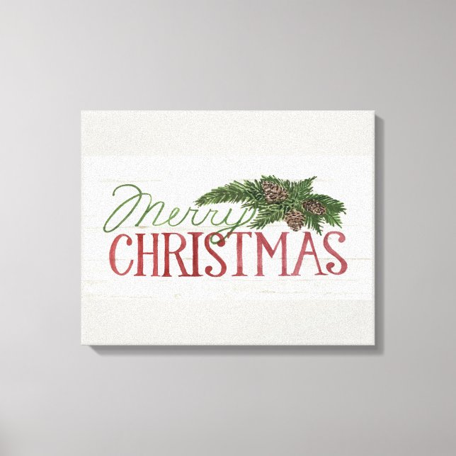 Impressão Em Tela Feliz Natal | Madeira Whitewash (Frente)