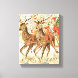 Impressão Em Tela Feliz Natal (Papais noeis e sua Reindeer)