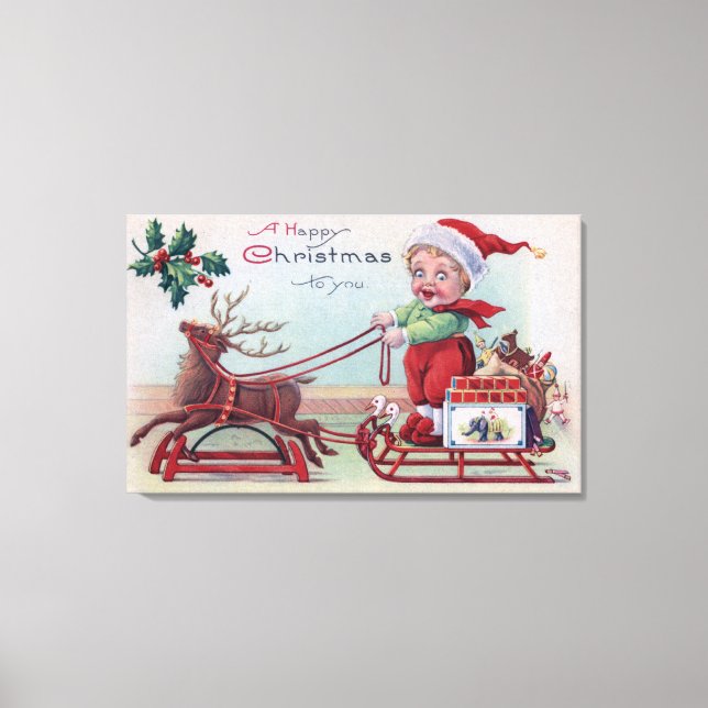 Impressão Em Tela Feliz Natal para o Menino de um Sleigh (Frente)