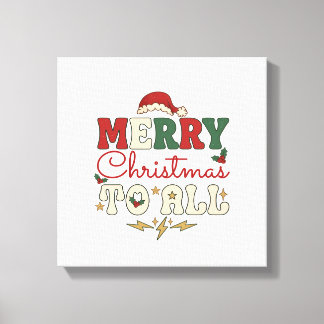 Impressão Em Tela Feliz Natal Todos Chapéu de Papai Noel Estrelas Re