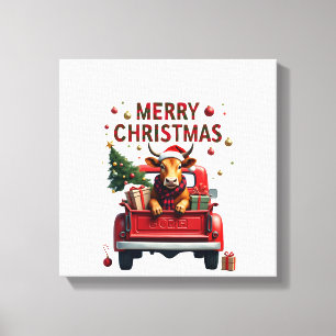 Impressão Em Tela Feliz Natal Vaca das Terras Altas Escocesas Natal