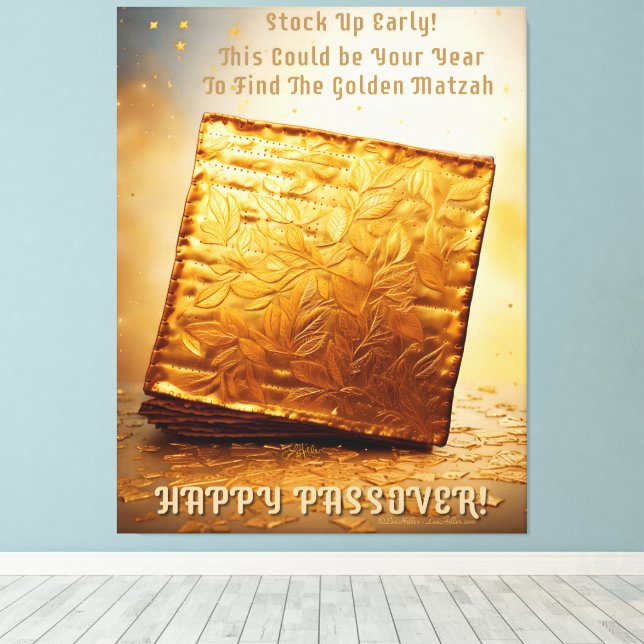 Impressão Em Tela Feliz Passover! Ouro Matzah (Insitu(piso de madeira))