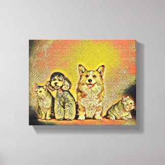 Impressão Em Tela Feliz Pet Trabalho de arte