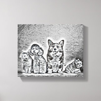 Impressão Em Tela Feliz Pet Trabalho de arte