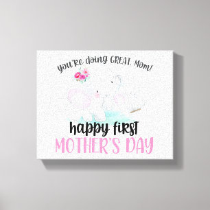 Impressão Em Tela Feliz Primeiro Dia das Mães Elefante