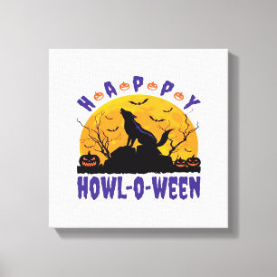 Impressão Em Tela Feliz Uivo O Ween Uivando no Halloween Cachorro Es