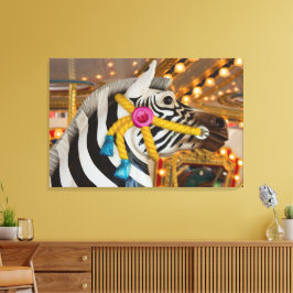 Impressão Em Tela Feliz Zebra Horse-Go-Round Carrossel Foto