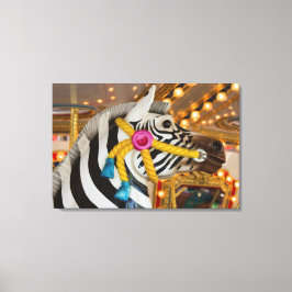 Impressão Em Tela Feliz Zebra Horse-Go-Round Carrossel Foto