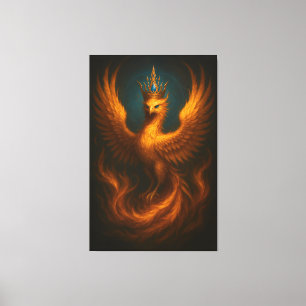 Impressão Em Tela Fênix Dourada Real · Luxo Tela Arte Fina Prin