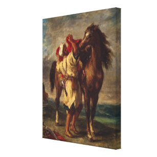 Impressão Em Tela Ferdinand Delacroix Arab Saddling Seu Cavalo