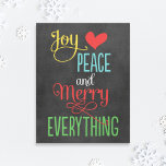 Impressão Em Tela Feriado Colorido de Quadro Preto para feliz Tudo<br><div class="desc">A design de canvas de arte de de Natal colorida e moderna apresenta a frase "Joy,  Love,  Peace and Feliz All" em cores ousadas e do tipo moderno,  em um fundo estilo chalkboard preto.</div>