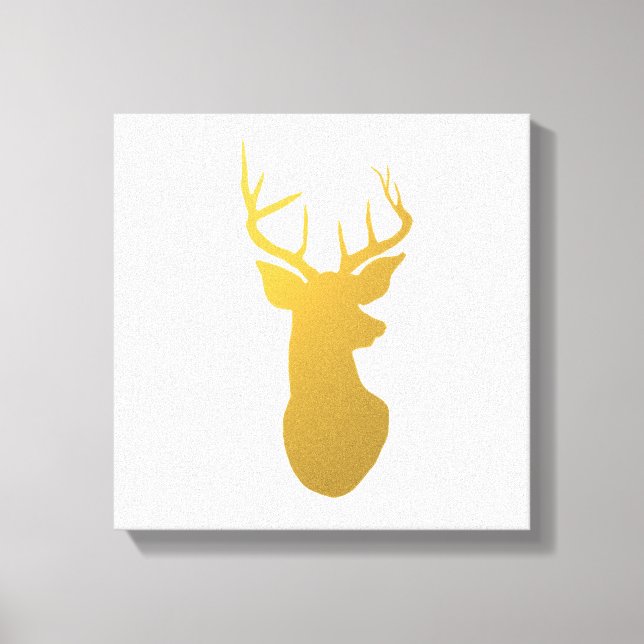 Impressão Em Tela Feriado Moderno de Reindeer Silhouette Dourado (Frente)