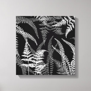 Impressão Em Tela Fern branco preto Abstrato moderno