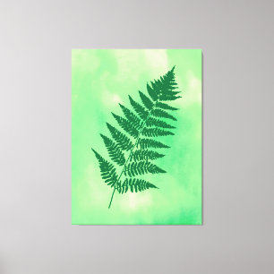 Impressão Em Tela Fern Frond, Verde em uma Canva de Fundo de Aquarel